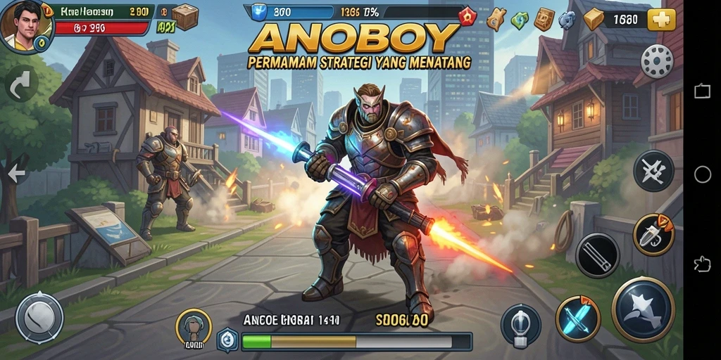 Tampilan gameplay ANOBOY yang memukau dan penuh strategi.
