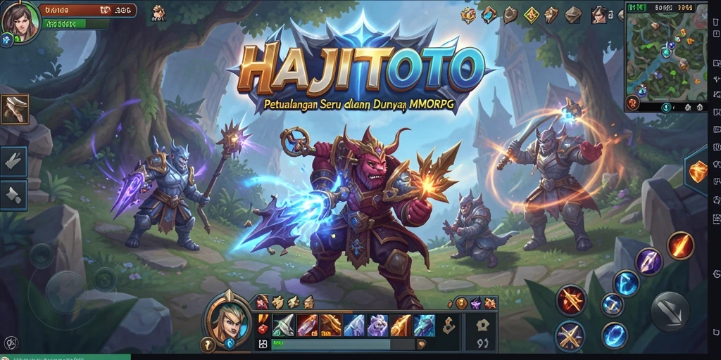 Screenshot gameplay HAJITOTO menampilkan pertarungan epik di dunia fantasi.