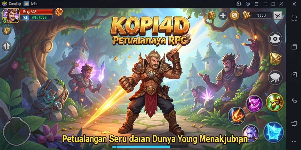 Screenshot KOPI4D yang menunjukkan pertempuran epik dalam dunia RPG.