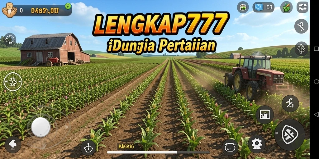 Menampilkan gameplay seru LENGKAP777 di kebun pertanian.
