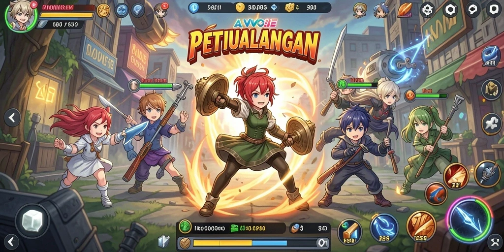 Tangkapan layar OVO88 yang menunjukkan aksi pertarungan karakter Anime.