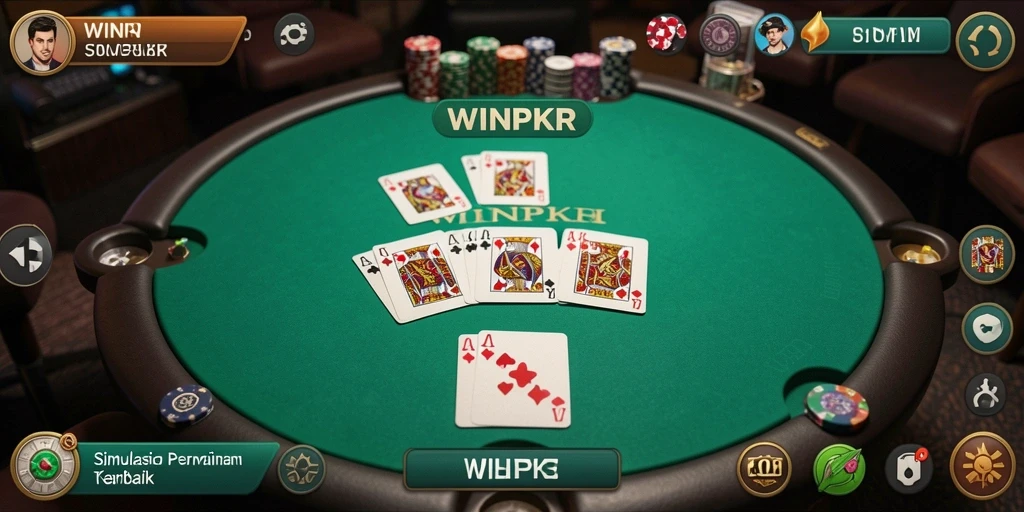 Screenshot gameplay WINPKR yang menampilkan aksi seru permainan kartu.